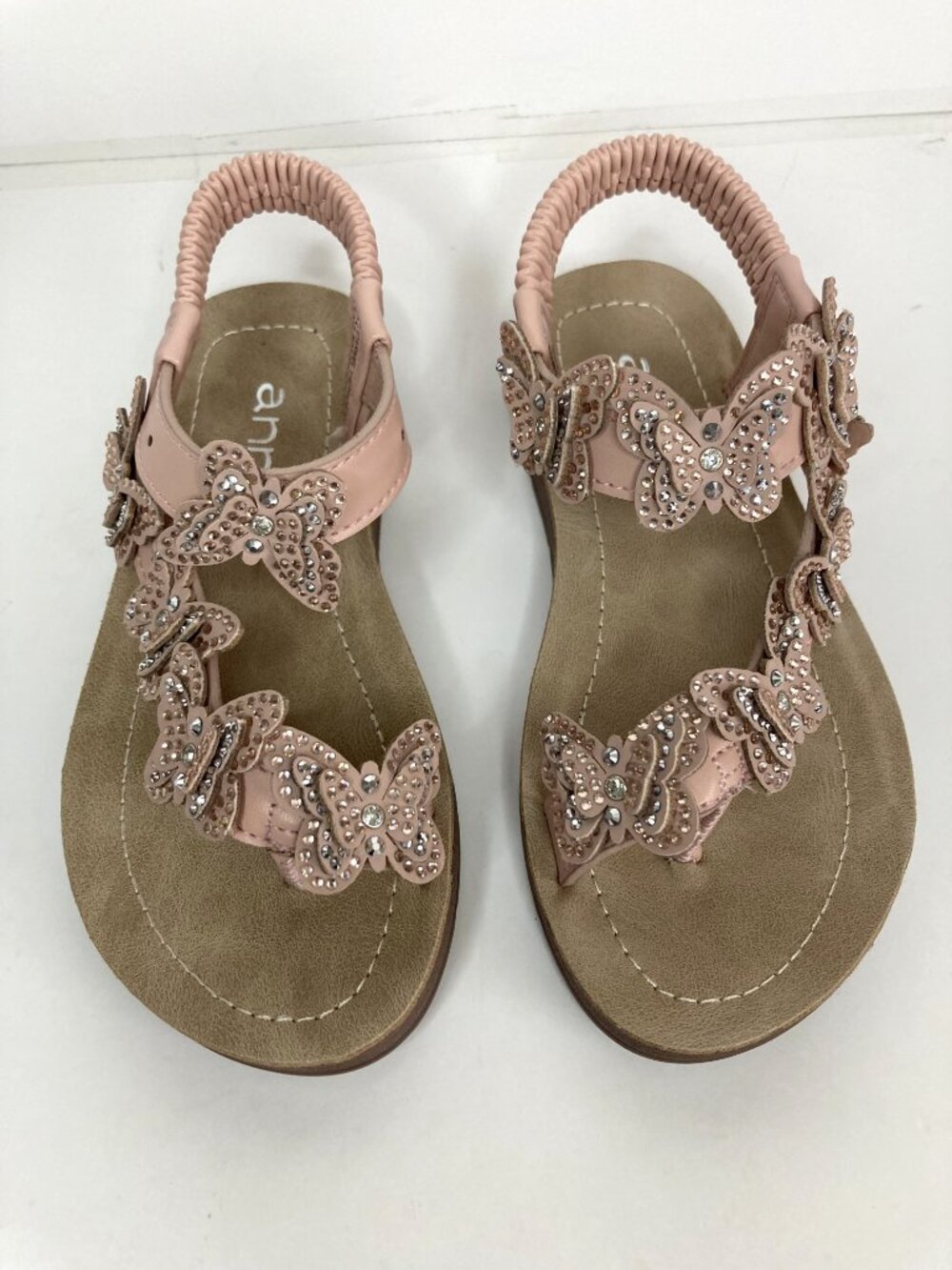 Annie Carmel Butterfly Rhinestone Girls Sandals Size 11